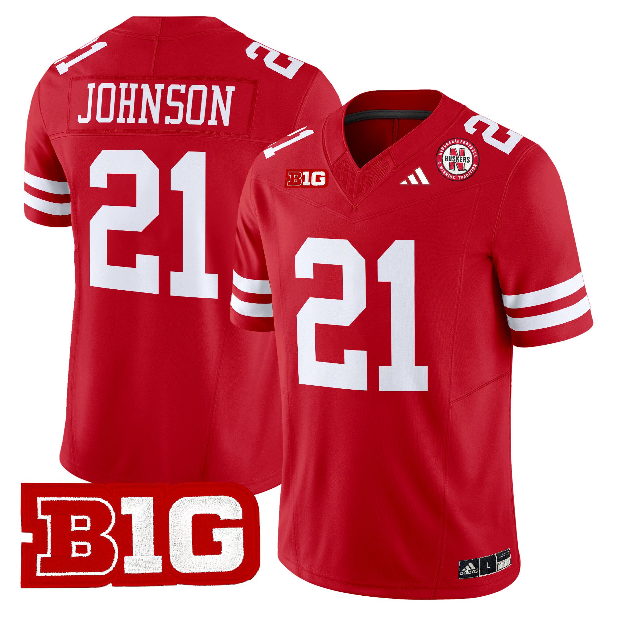 Men Nebraska Cornhuskers #21 Johnson Red 2024 Vapor Limited NCAA Jersey style 1